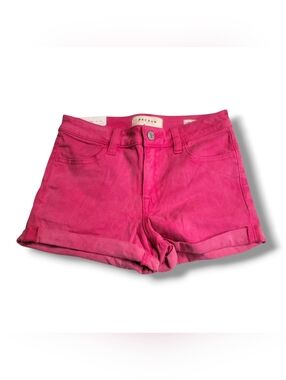 PACSUN Super Stretch Shortie Vibrant Hot Pink Denim Roll-Cuff Shorts